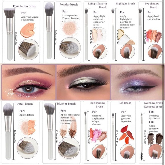 Makeup Brush Set with Sponges and Case - Picture 6 of 9